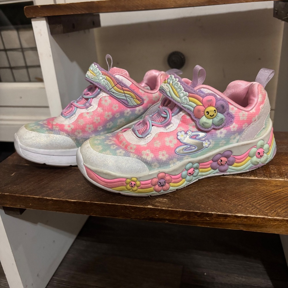 Skechers Sweet Kickz Flower Friends Girls Sneakers Multi Color 303624L Size 12